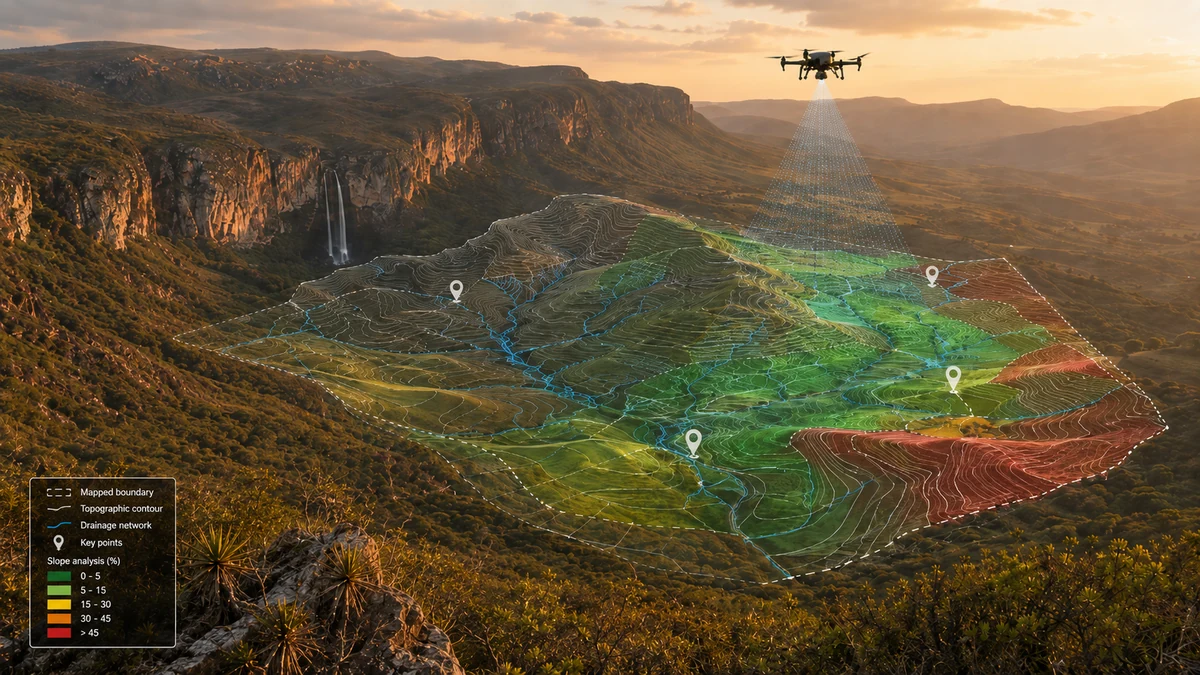 Diagnóstico físico-ambiental com drone, relevo e drenagem