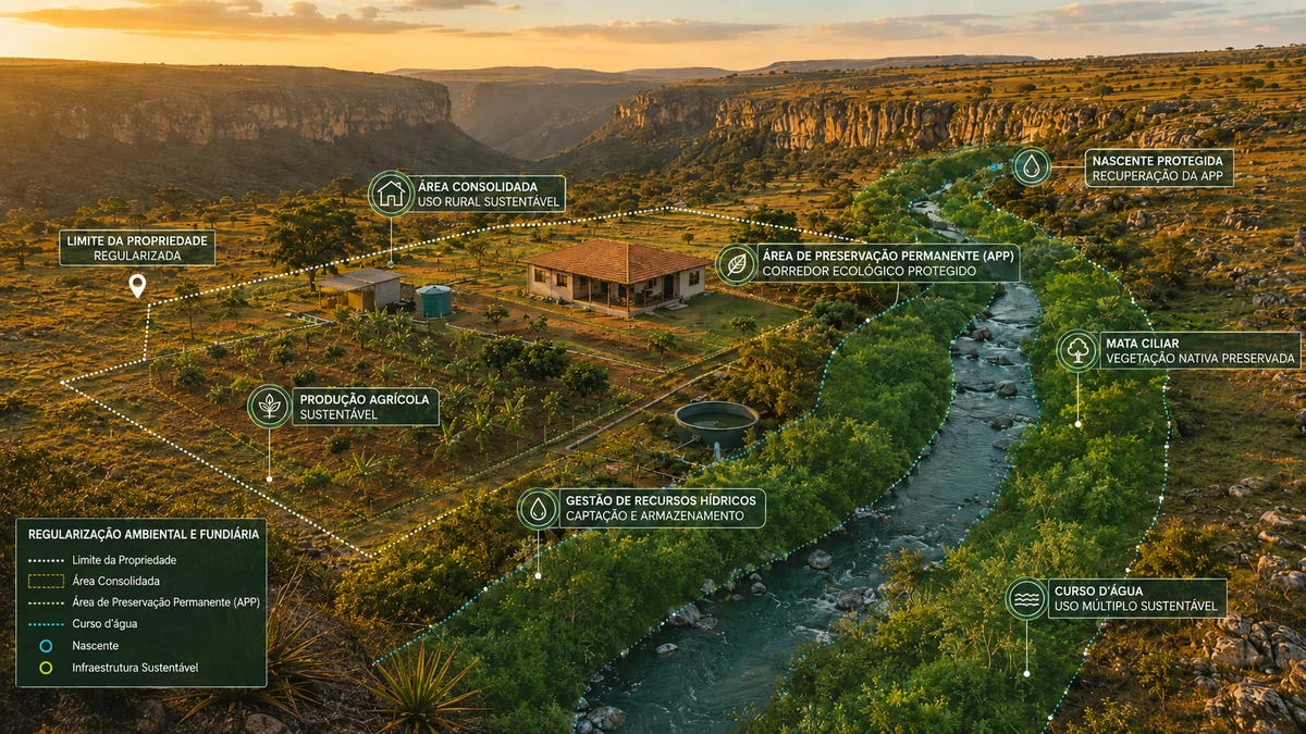 Regularização ambiental com recursos hídricos e vegetação